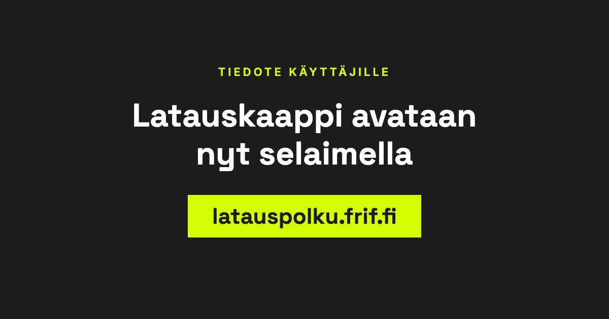 Latauskaappi avataan nyt selaimella osoitteessa latauspolku.frif.fi